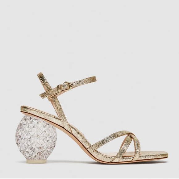 glass block heel sandals